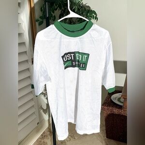 NWOT NIKE Soccer “Just Do It” Mesh Shirt Green Trim Size L